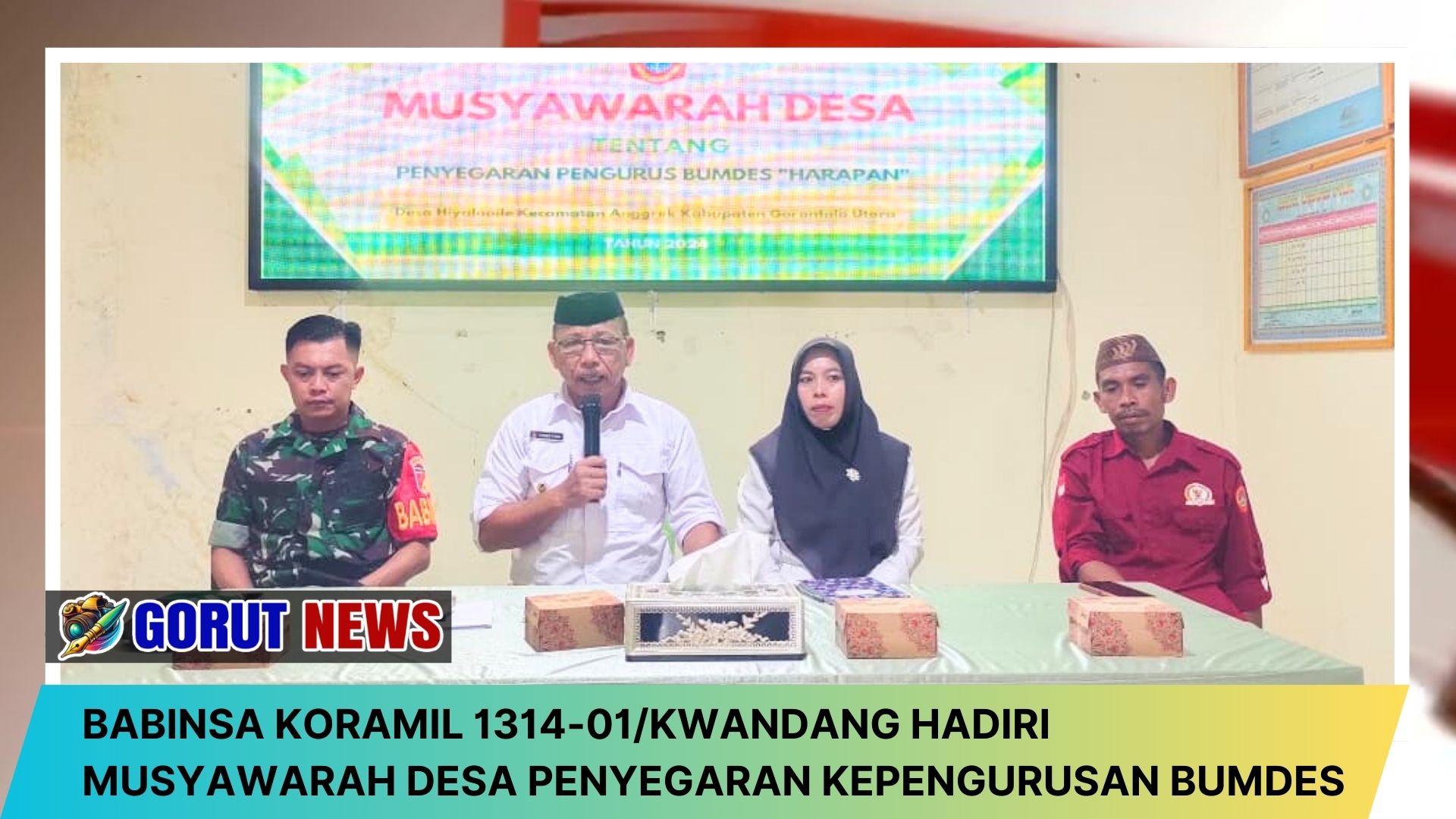 Babinsa Koramil 1314-01/Kwandang Hadiri Musyawarah Desa Penyegaran Kepengurusan BUMDes