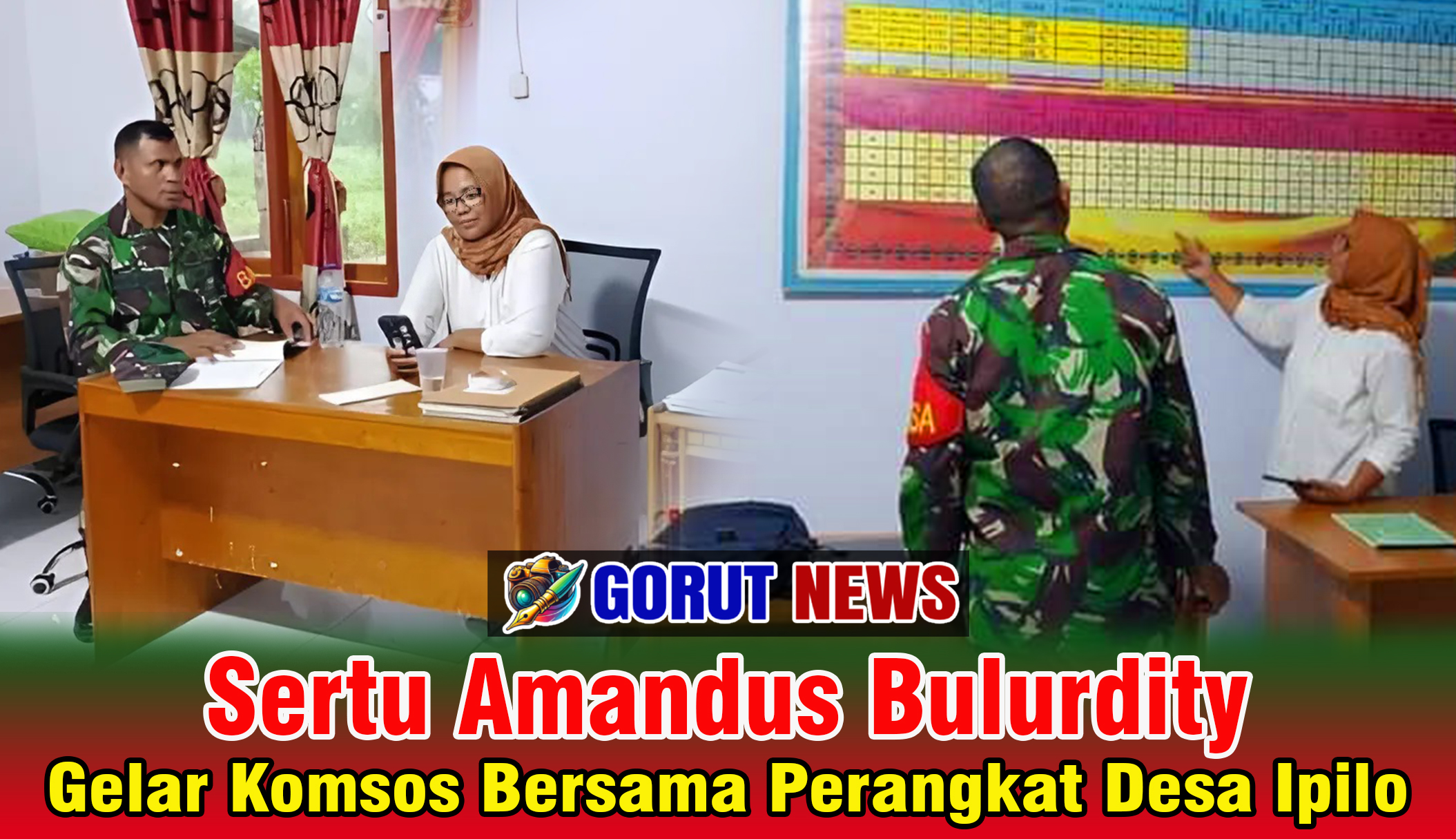 Babinsa Koramil 1314-02/Atinggola melaksanakan Komunikasi Sosial (Komsos) bersama perangkat Desa Ipilo
