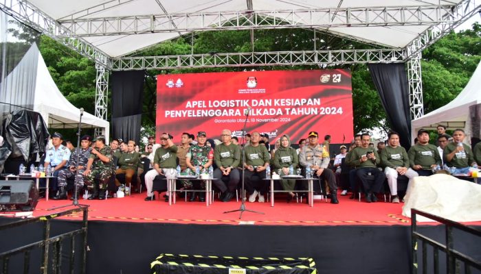 Dandim 1314/Gorut Hadiri Apel Logistik dan Kesiapan Pilkada 2024 di Gorontalo Utara