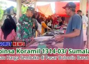 Babinsa Koramil 1314-03/ Sumalata Pantau Harga Sembako di Pasar Bulontio Barat