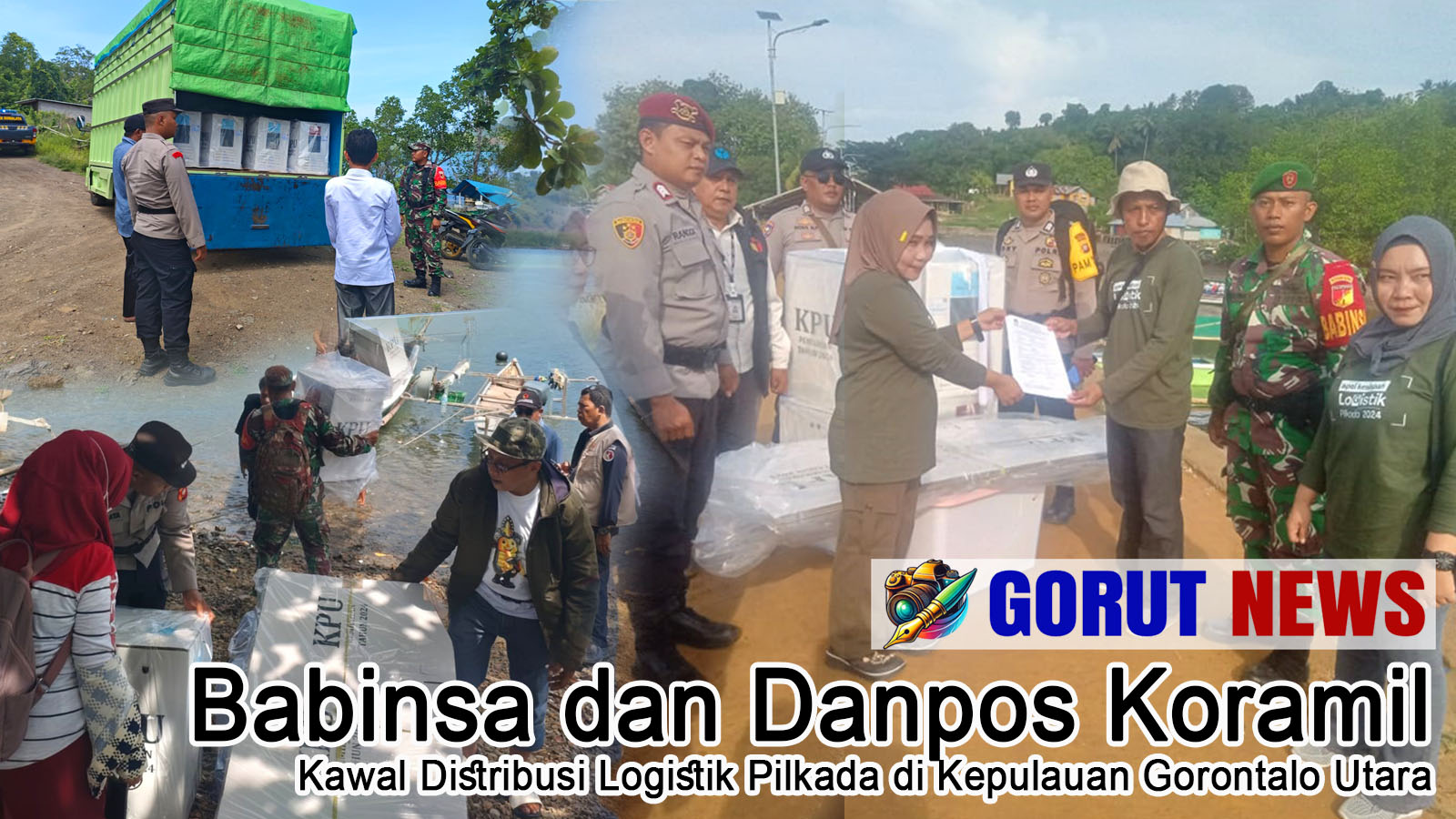Babinsa dan Danpos Koramil Kawal Distribusi Logistik Pilkada di Kepulauan Gorontalo Utara