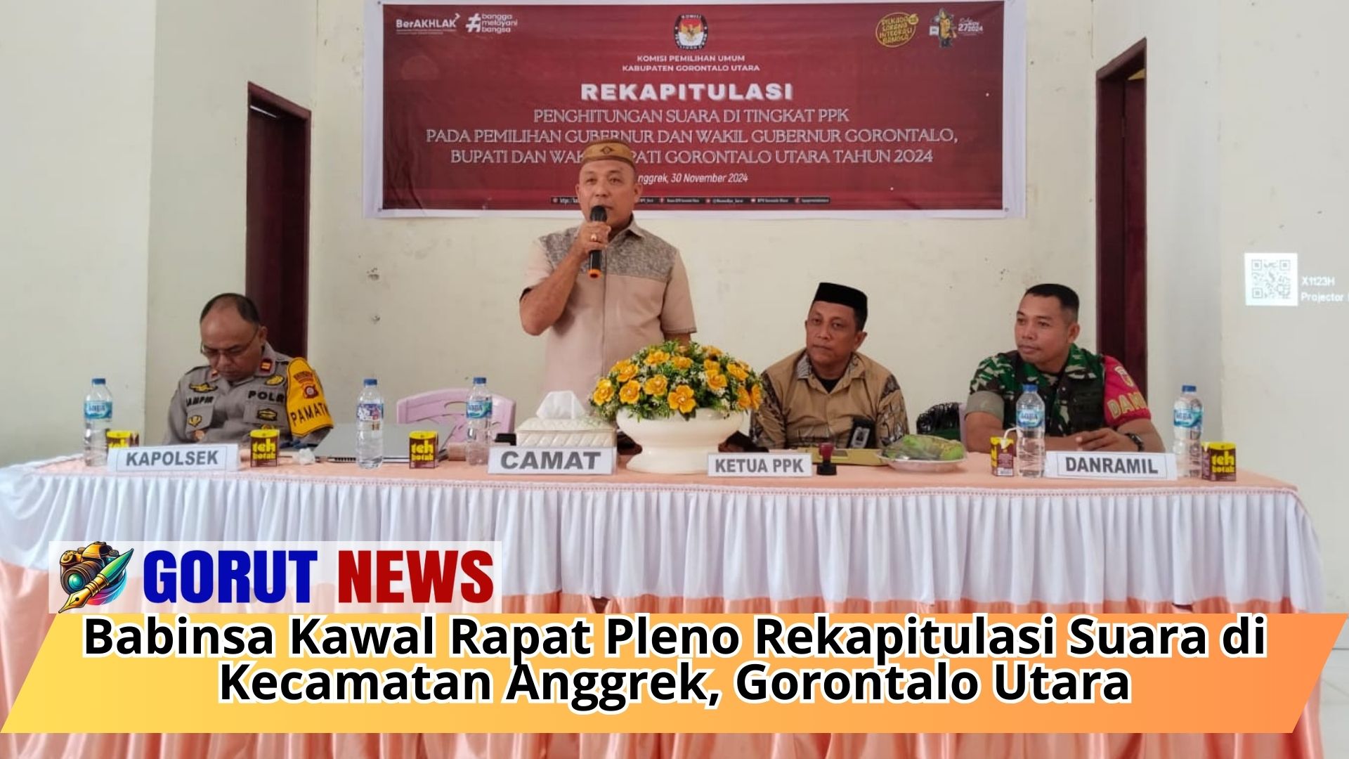 Babinsa Kawal Rapat Pleno Rekapitulasi Suara di Kecamatan Anggrek, Gorontalo Utara
