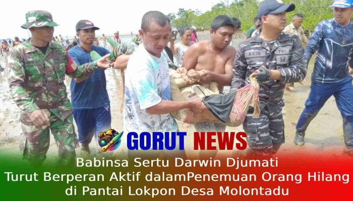 Babinsa Sertu Darwin Djumati Turut Berperan Aktif dalamPenemuan Orang Hilang di Pantai Lokpon Desa Molontadu