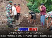 Danpos Ramil 1314-03/Sumalata Hadiri Peletakan Batu Pertama Irigasi di Desa Biau