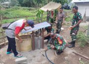 KODIM 1314/GORUT RAMPUNGKAN PEMBANGUNAN SARANA AIR BERSIH DI DESA HUTAKALO
