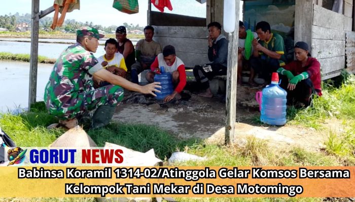 Babinsa Koramil 1314-02/Atinggola Gelar Komsos Bersama Kelompok Tani Mekar di Desa Motomingo