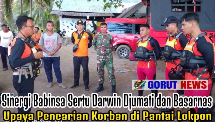 Sinergi Babinsa dan Basarnas, Upaya Pencarian Korban di Pantai Lokpon