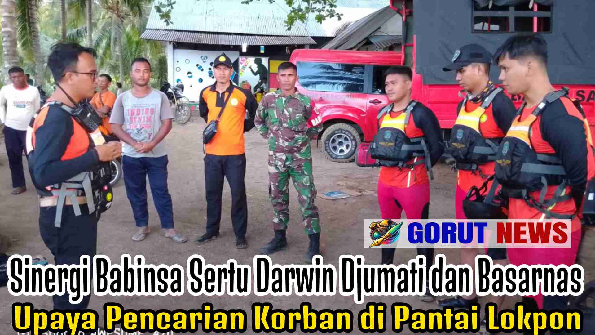 Sinergi Babinsa dan Basarnas: Upaya Pencarian Korban di Pantai Lokpon