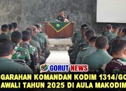 Pengarahan Komandan Kodim 1314/Gorut Awali Tahun 2025 di Aula Makodim