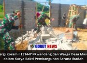 Sinergi Koramil 1314-01/Kwandang dan Warga Desa Masuru dalam Karya Bakti Pembangunan Sarana Ibadah