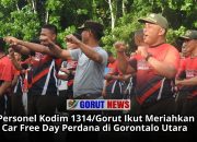 Personel Kodim 1314/Gorut Ikut Meriahkan Car Free Day Perdana di Gorut