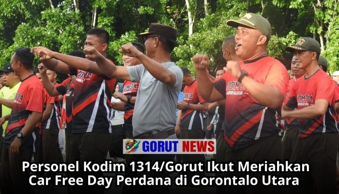 Personel Kodim 1314/Gorut Ikut Meriahkan Car Free Day Perdana di Gorut