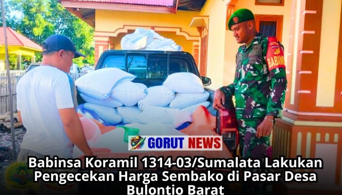Babinsa Koramil 1314-03/Sumalata Lakukan Pengecekan Harga Sembako di Pasar Desa Bulontio Barat