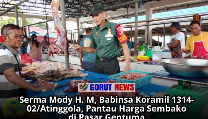 Serma Mody H. M, Babinsa Koramil 1314-02/Atinggola, Pantau Harga Sembako di Pasar Gentuma
