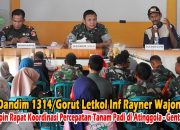 Dandim 1314/Gorut Pimpin Rapat Koordinasi Percepatan Tanam Padi di Atinggola-Gentuma