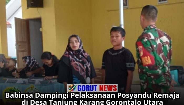 Babinsa Dampingi Pelaksanaan Posyandu Remaja di Desa Tanjung Karang Gorontalo Utara