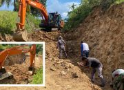 Personil Satgas TMMD Ke 124 Percepat Pembangunan Aliran Drainase