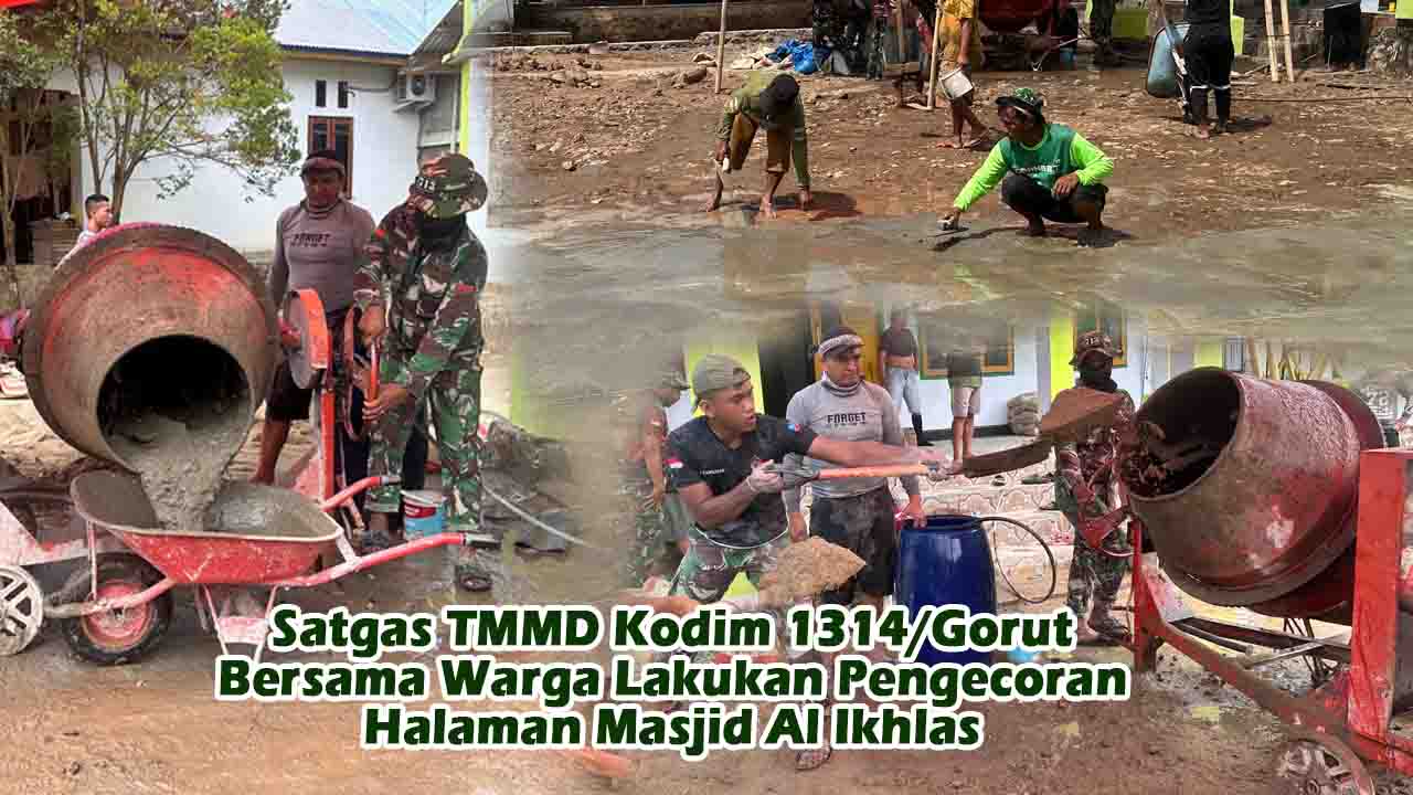 TMMD Ke 124 Pengecoran Halaman Masjid Al-ikhlas Ombulodata