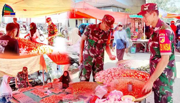 Babinsa Koramil 1314-02/Atinggola Lakukan Pengecekan Harga Sembako di Pasar Gentuma