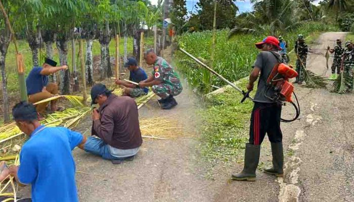 TMMD Kodim 1314/Gorut Rampung, Masyarakat dan TNI Bersihkan Area Posko Sambut Pangdam