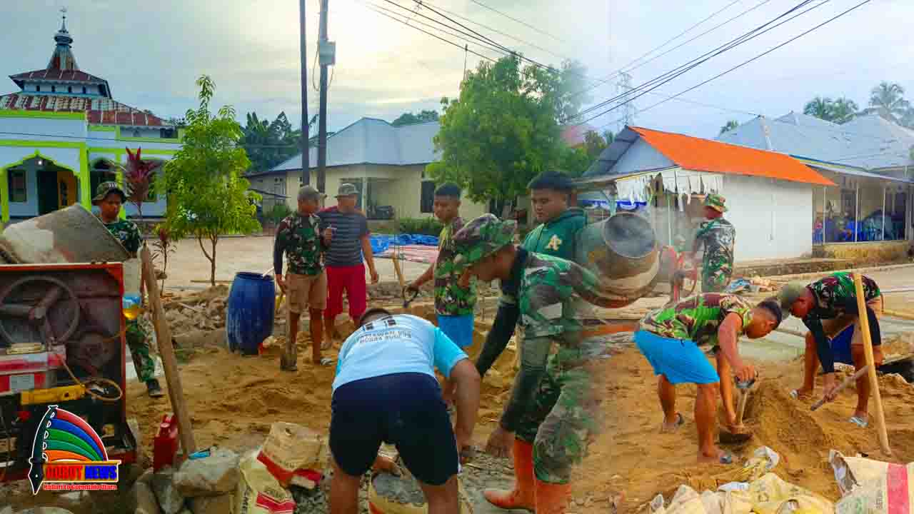 TMMD Ke 124 Pengecoran Halaman Masjid Al-ikhlas Ombulodata