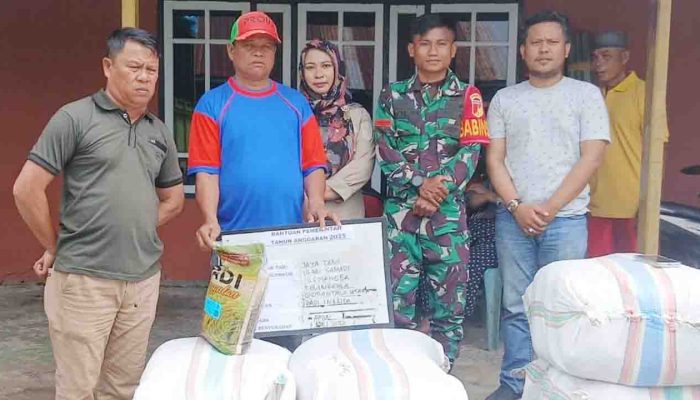 Babinsa Dampingi Penyaluran 5,6 Ton Benih Padi untuk Tiga Poktan di Tolinggula