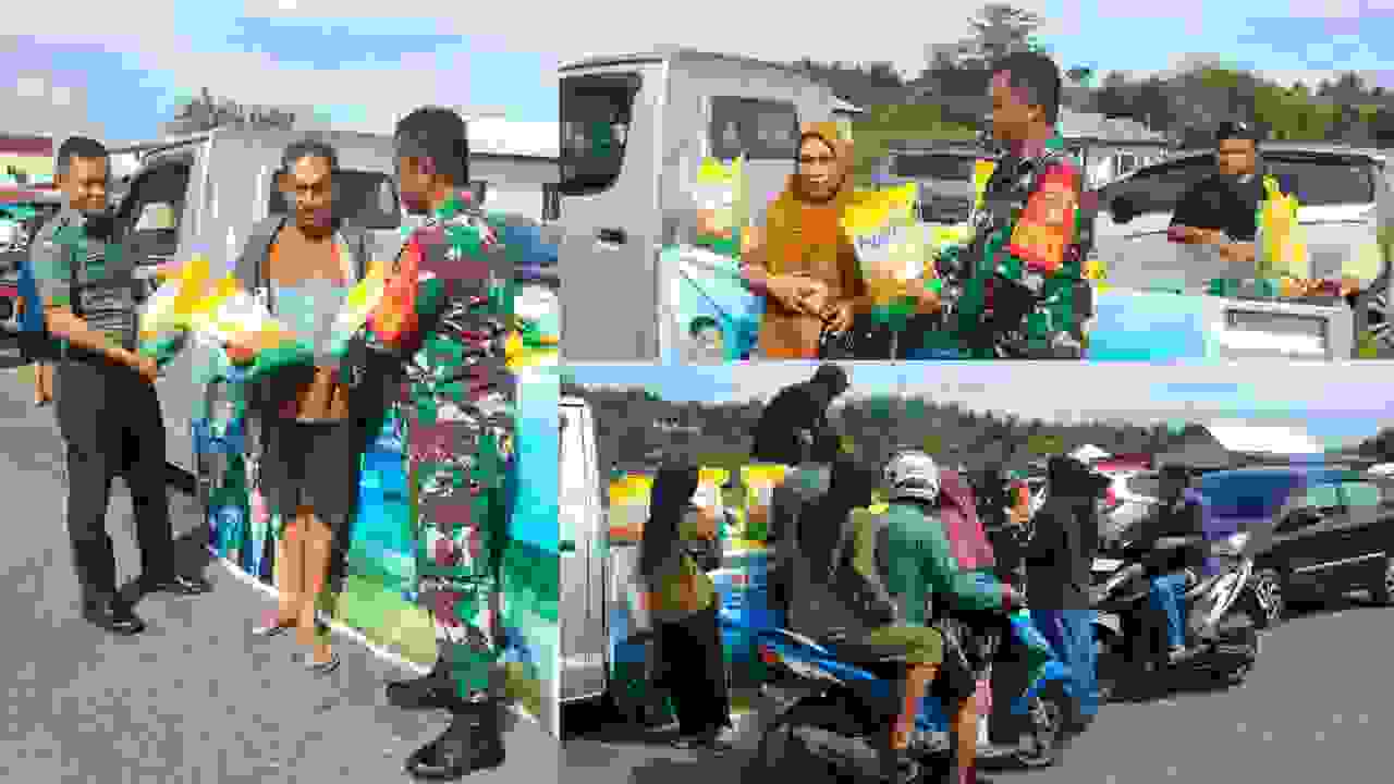 Babinsa Kwandang Dampingi Penyaluran Beras Murah SPHP di Pasar Minggu