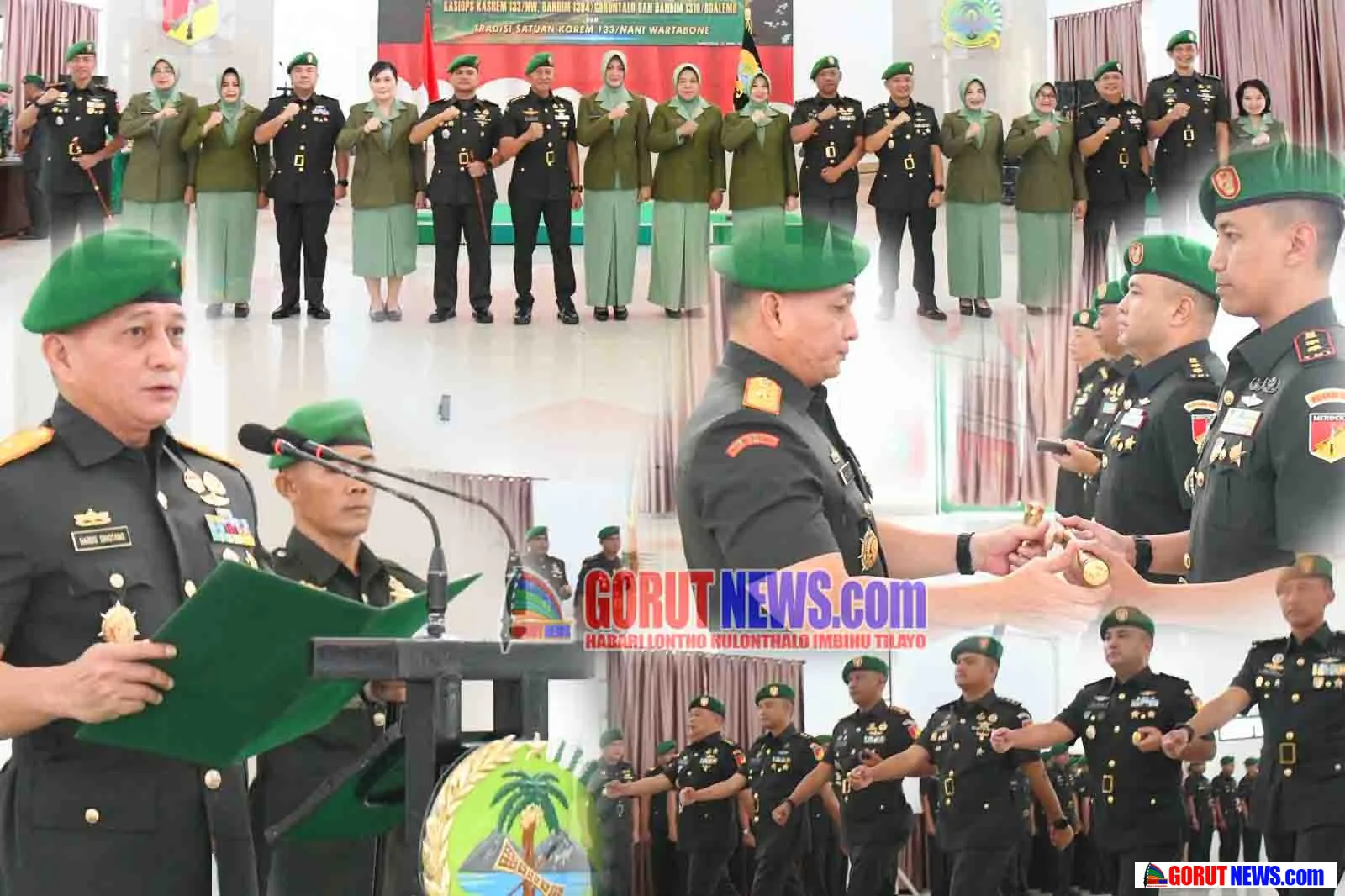 Danrem 133/NW Pimpin Sertijab Kasiops, Dandim 1304/Gorontalo, dan Dandim 1316/Boalemo