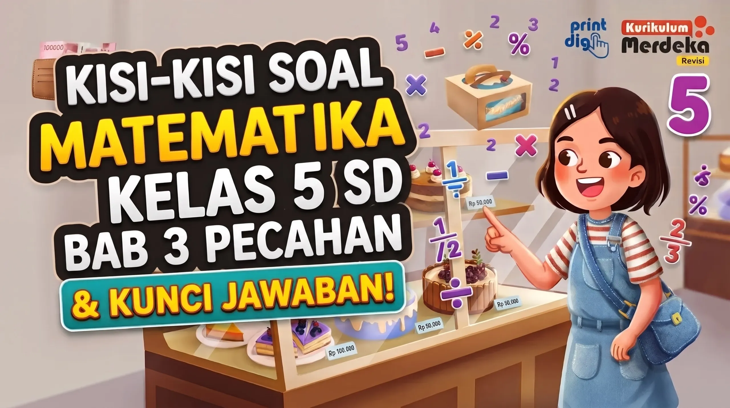 Kisi-kisi Soal Matematika Kelas 5 SD Bab 3 Pecahan & Kunci Jawaban